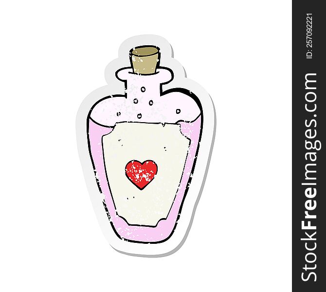 Retro Distressed Sticker Of A Cartoon Love Potion