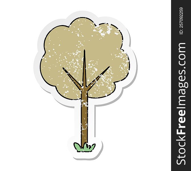 Distressed Sticker Of A Quirky Hand Drawn Cartoon Tree
