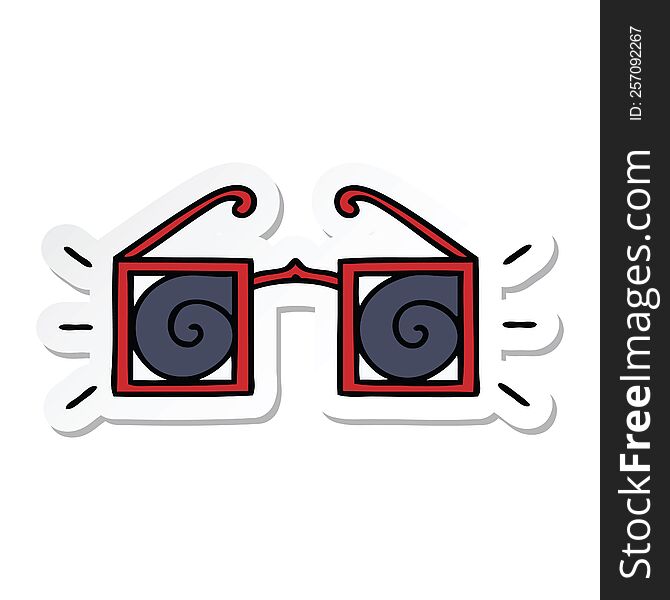 sticker of a cute cartoon hypnotic glasses