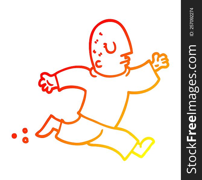Warm Gradient Line Drawing Cartoon Man Running