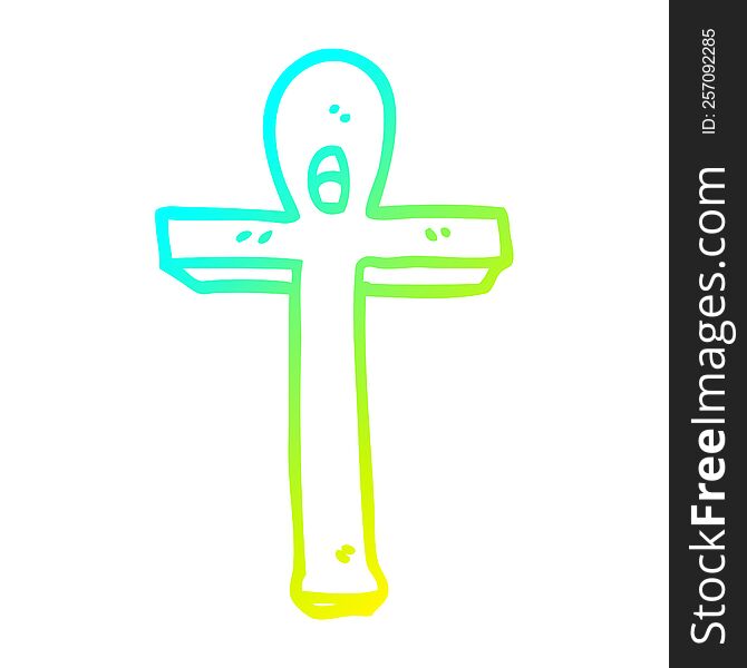 cold gradient line drawing of a cartoon ankh symbol