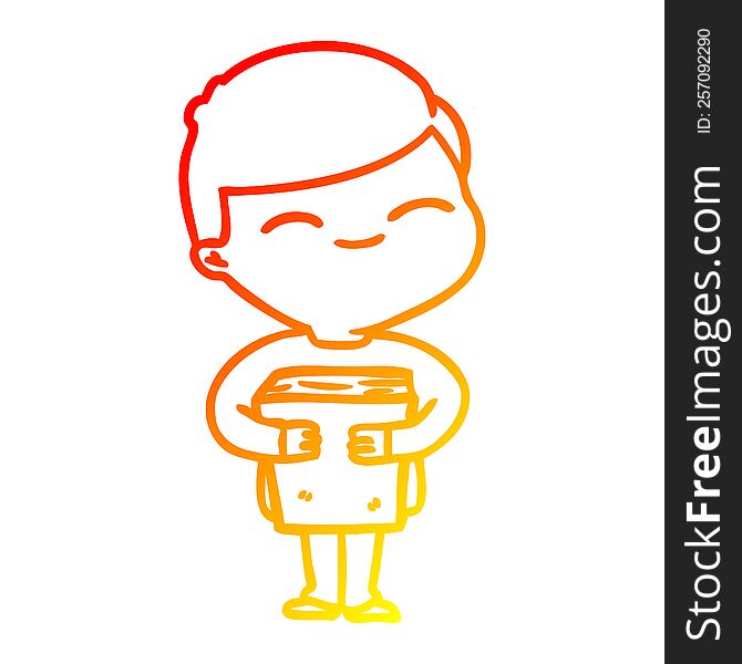 warm gradient line drawing cartoon smiling boy