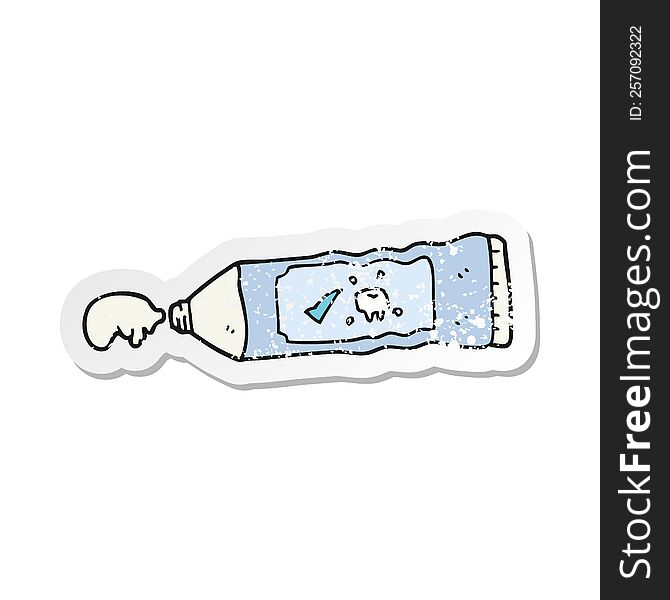 Retro Distressed Sticker Of A Cartoon Toothpaste