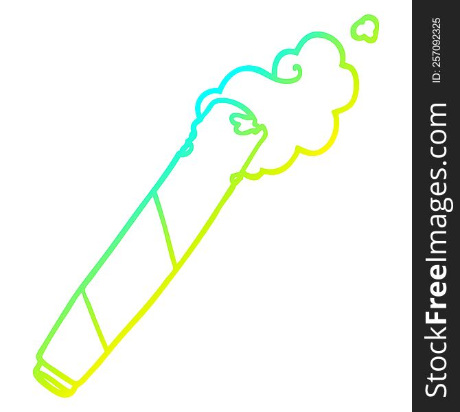 cold gradient line drawing of a cartoon rolled cigarette