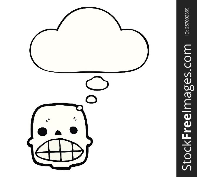 Cartoon Skull And Thought Bubble