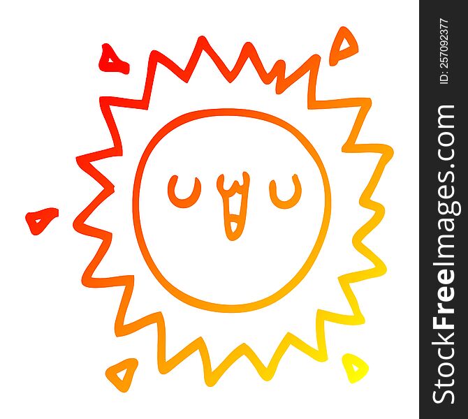 Warm Gradient Line Drawing Cartoon Sun