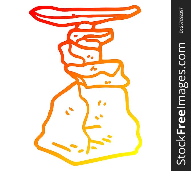 warm gradient line drawing of a cartoon stacked rocks