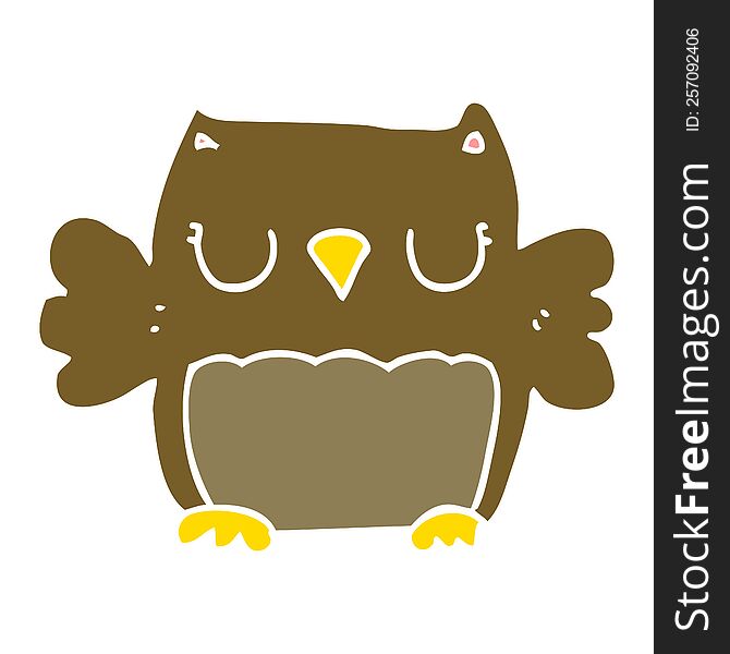 Cute Flat Color Style Cartoon Owl