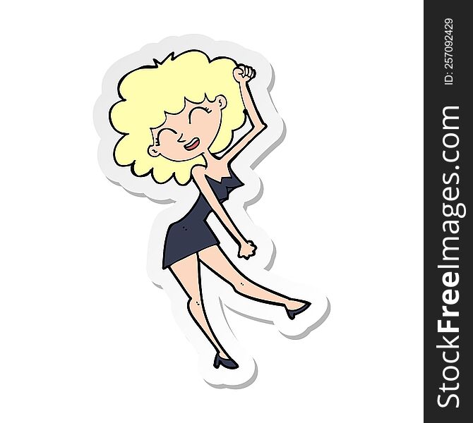 sticker of a cartoon dancing woman