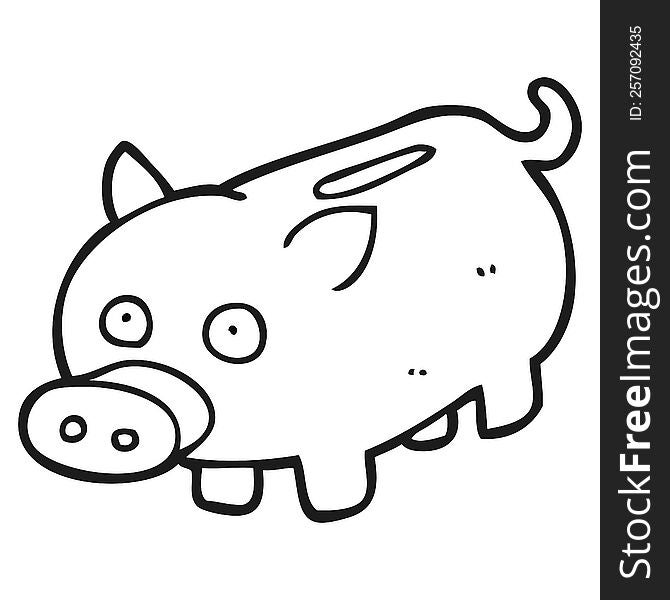 black and white cartoon piggy bank