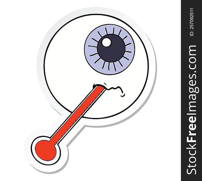 sticker of a cartoon ill eyeball