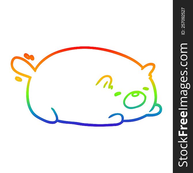 Rainbow Gradient Line Drawing Cute Cat