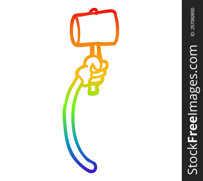 rainbow gradient line drawing of a cartoon retro hand gestures