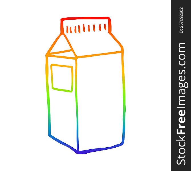 rainbow gradient line drawing of a cartoon milk carton