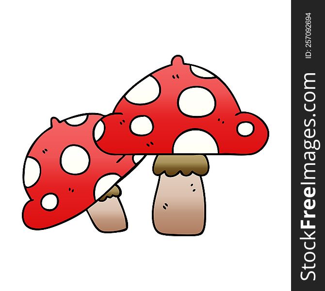 gradient shaded quirky cartoon toadstools. gradient shaded quirky cartoon toadstools