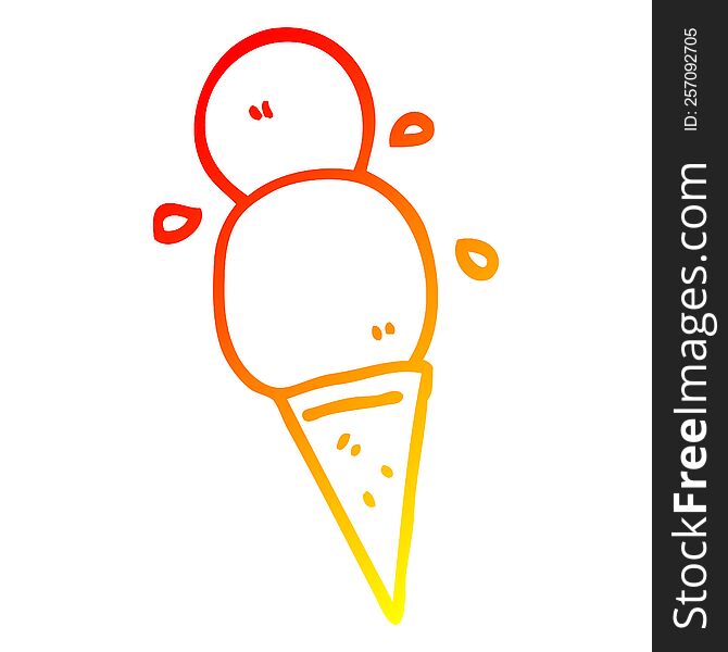 Warm Gradient Line Drawing Cartoon Ice Cream Cone