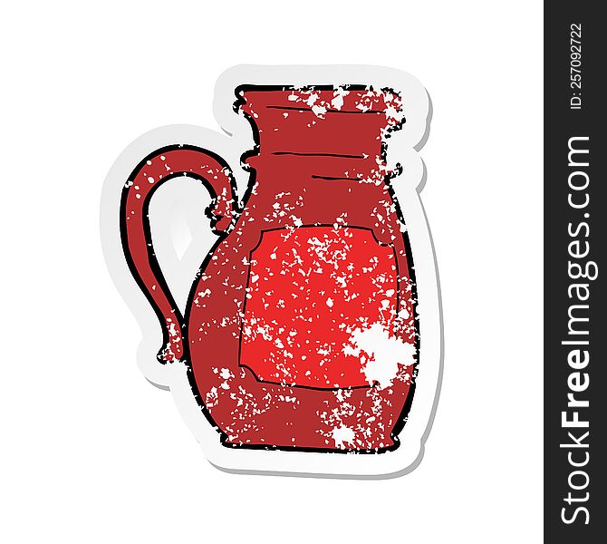 retro distressed sticker of a cartoon jug