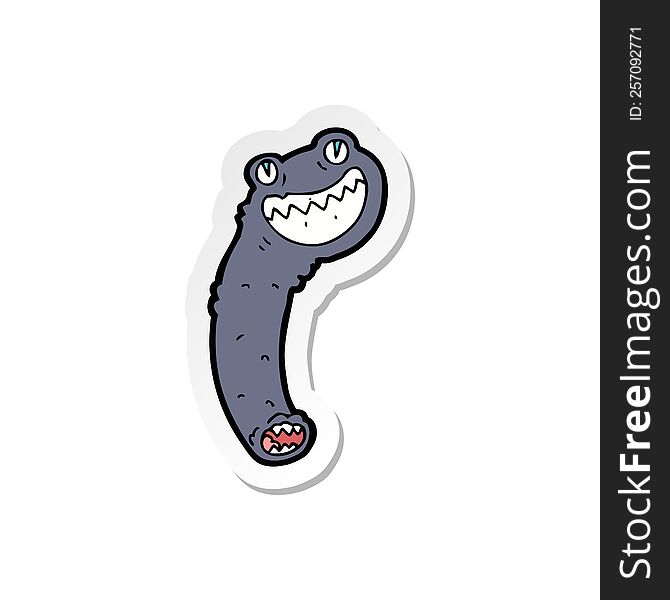 Sticker Of A Cartoon Leech