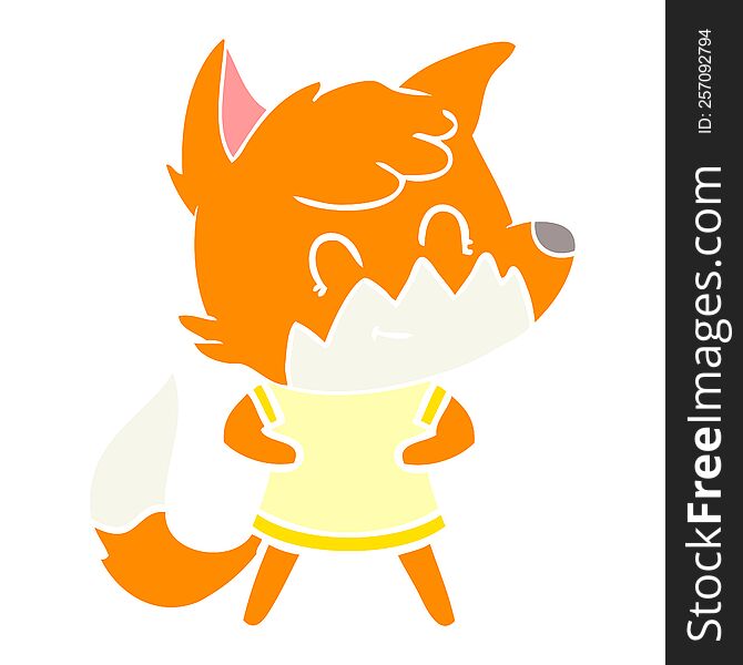 Flat Color Style Cartoon Happy Fox