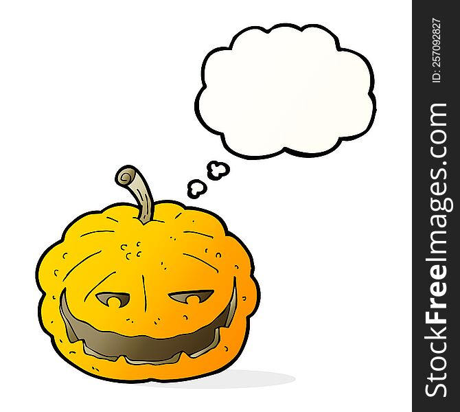 Cartoon Halloween Pumpkin With Thought Bubble