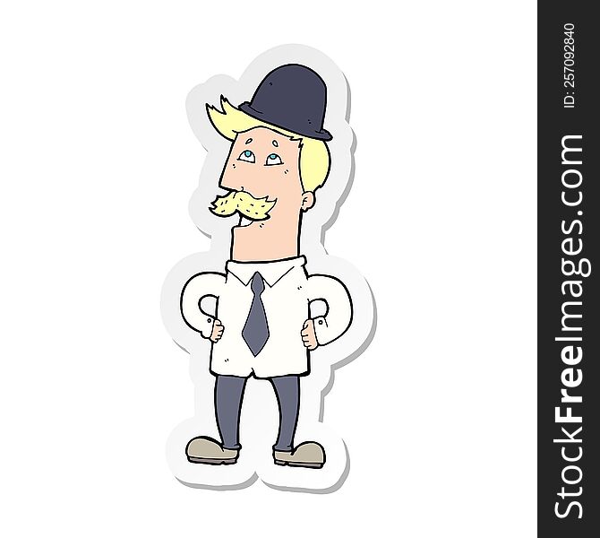 Sticker Of A Cartoon Man With Mustache