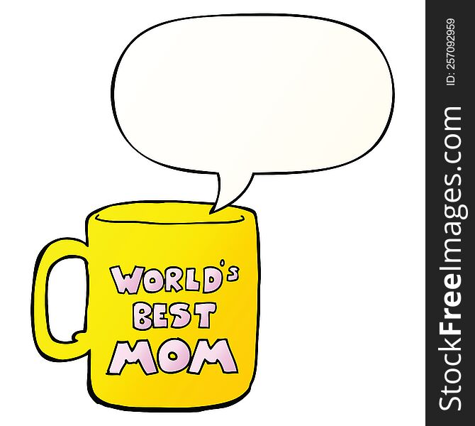 worlds best mom mug with speech bubble in smooth gradient style