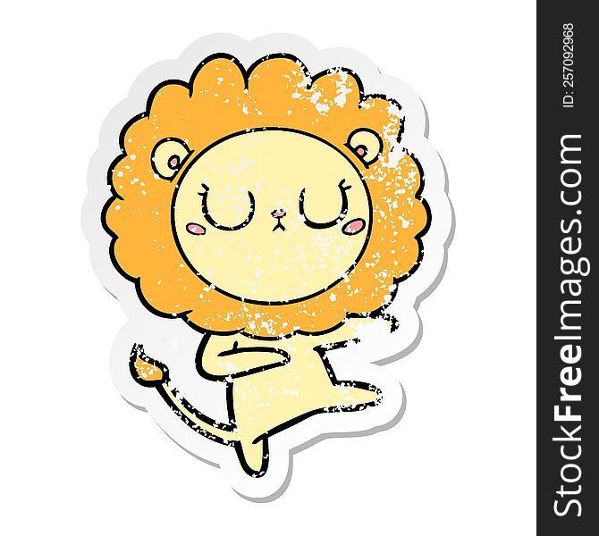 Distressed Sticker Of A Cartoon Lion Dancing