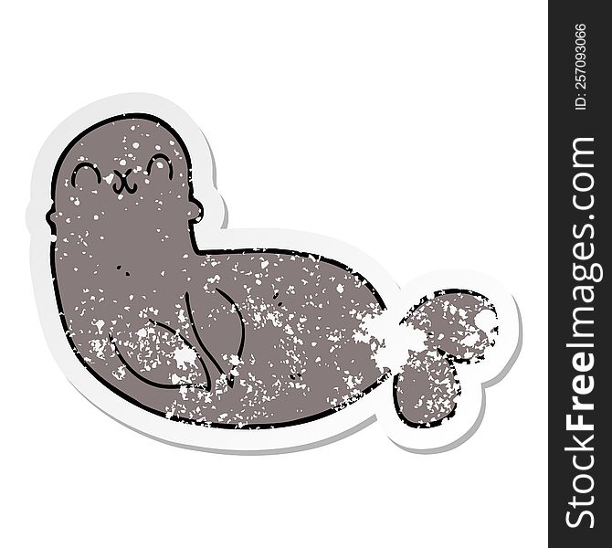 distressed sticker of a cartoon seal