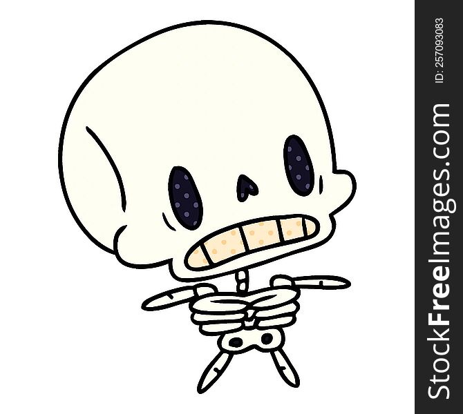 cartoon illustration kawaii cute dead skeleton. cartoon illustration kawaii cute dead skeleton