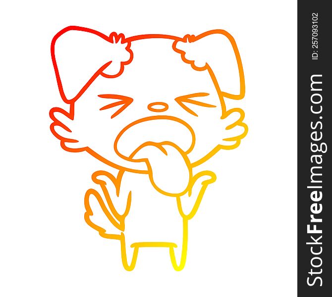 Warm Gradient Line Drawing Cartoon Disgusted Dog Shrugging Shoulders