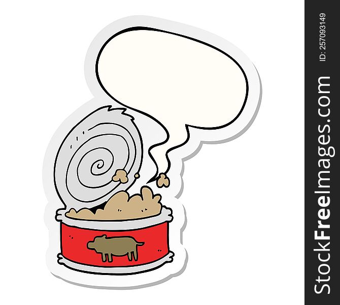 Cartoon Canned Food And Speech Bubble Sticker