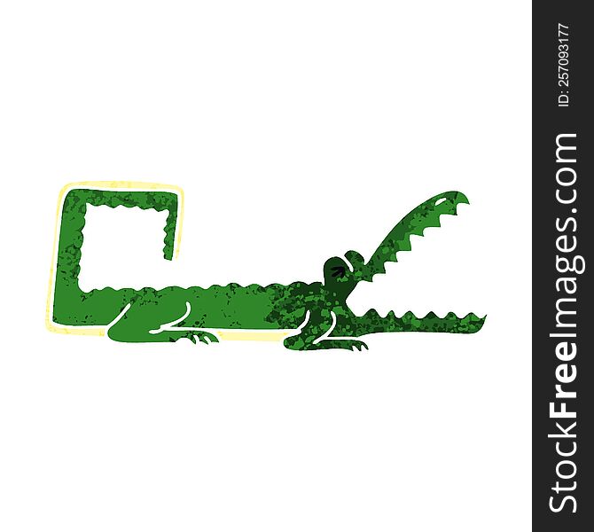 Quirky Retro Illustration Style Cartoon Crocodile