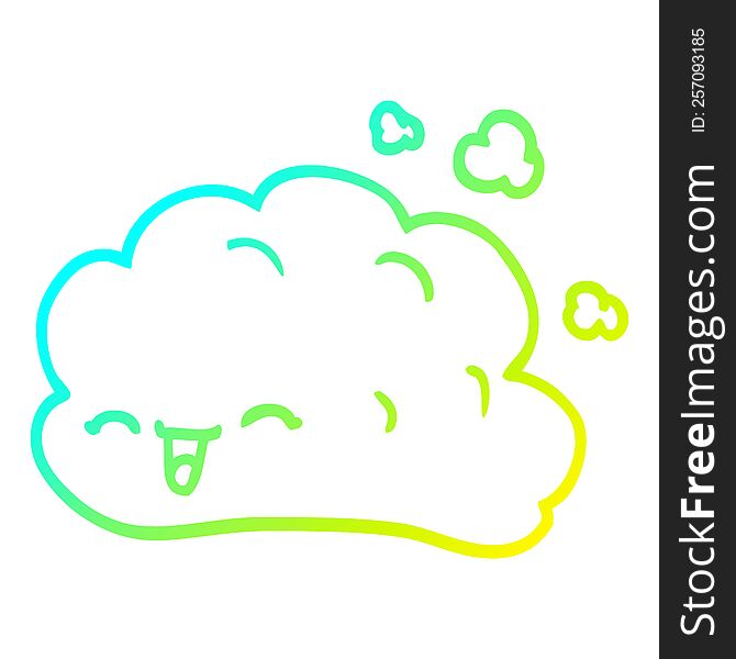 Cold Gradient Line Drawing Cartoon Happy Cloud