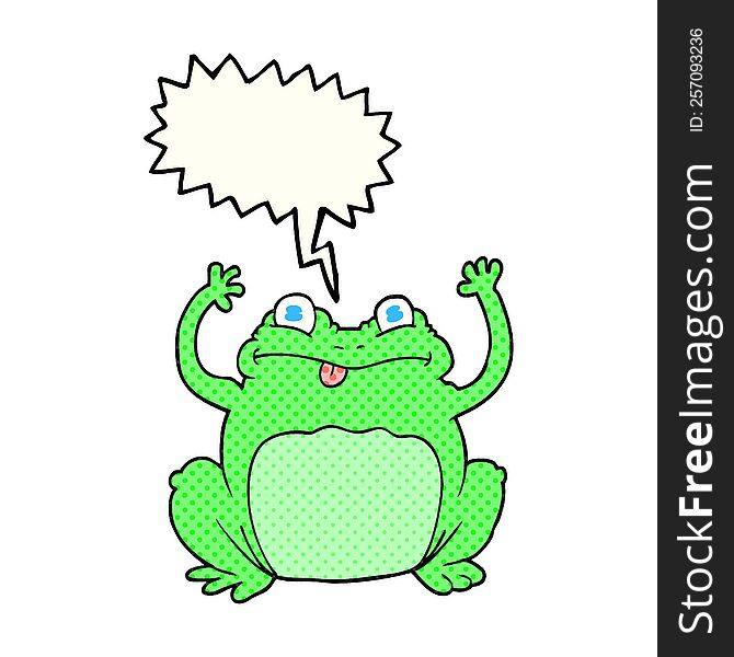 freehand drawn comic book speech bubble cartoon funny frog