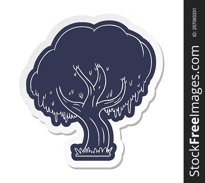 cartoon sticker of a green tree