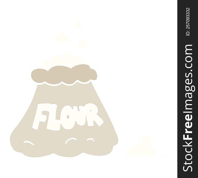 flat color illustration cartoon bag of flour