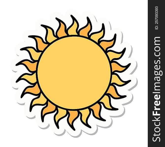 sticker of tattoo in traditional style of a sun. sticker of tattoo in traditional style of a sun