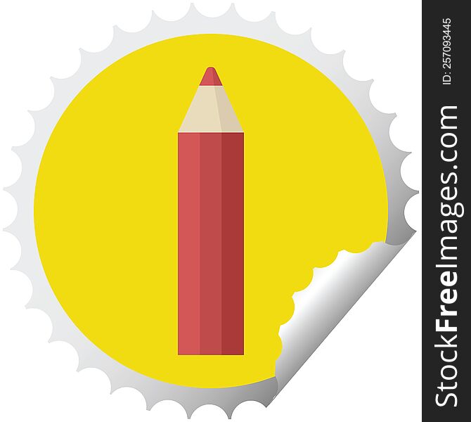 Red Coloring Pencil Round Sticker Stamp