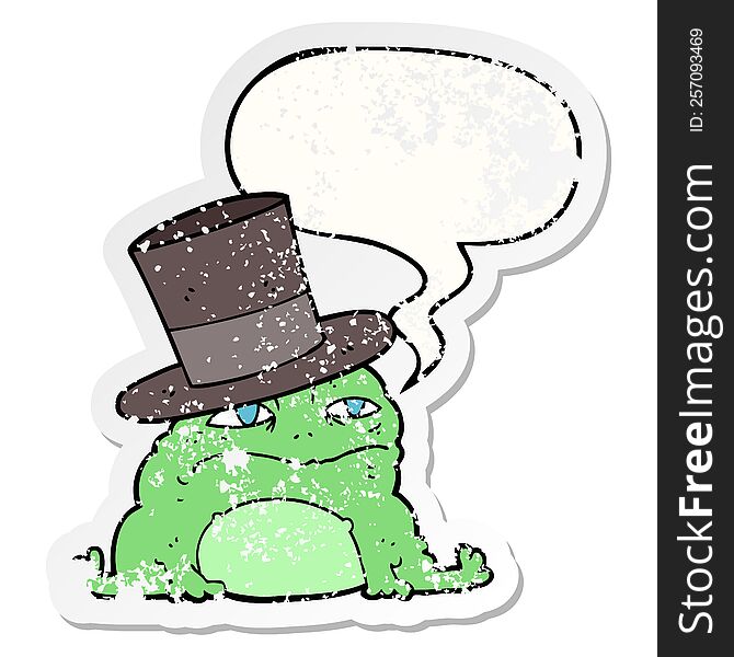 Cartoon Rich Toad And Speech Bubble Distressed Sticker