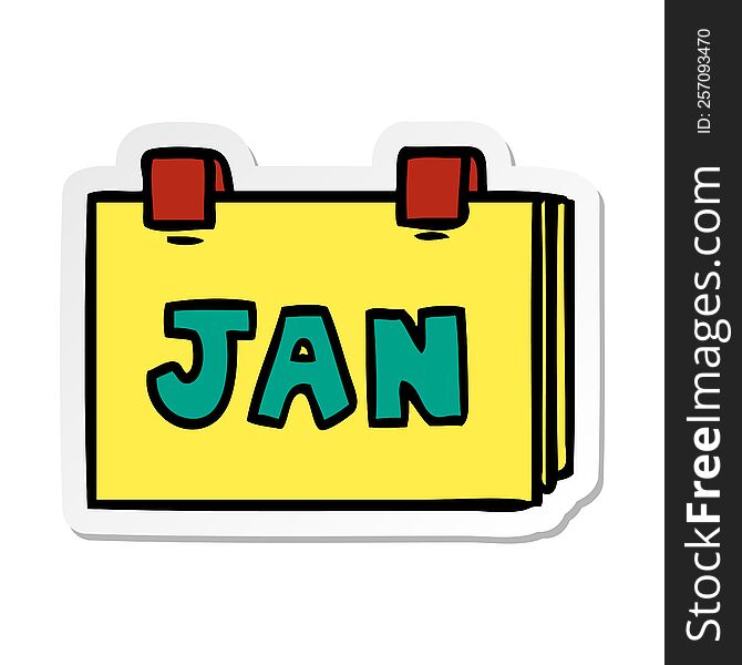 hand drawn sticker cartoon doodle of a calendar with jan