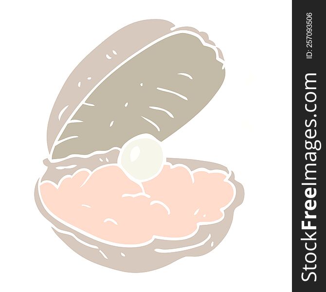 flat color illustration of oyster with pearl. flat color illustration of oyster with pearl