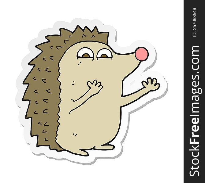 sticker of a cartoon cute hedgehog