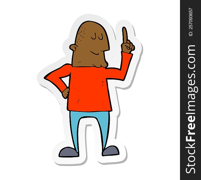 sticker of a cartoon man pointing finger