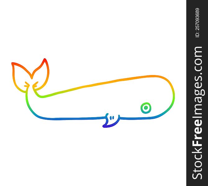 Rainbow Gradient Line Drawing Cartoon Sea Whale