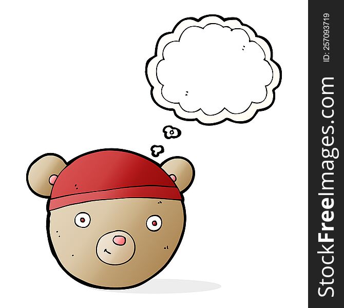 Cartoon Teddy Bear Face With Thought Bubble