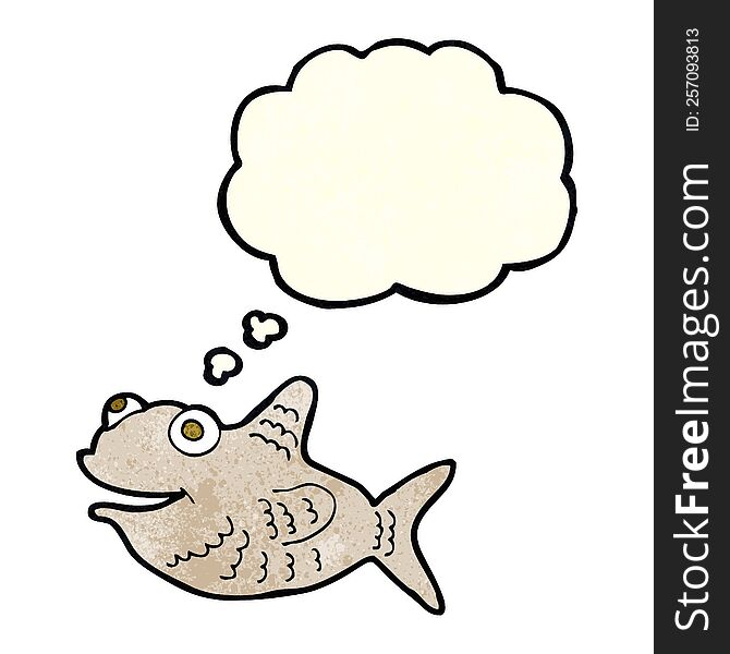 Cartoon Happy Fish With Thought Bubble