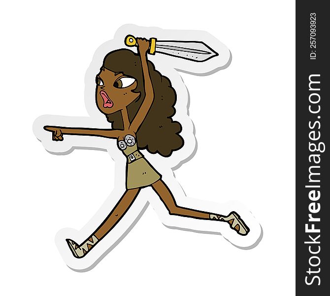 sticker of a cartoon girl with sword