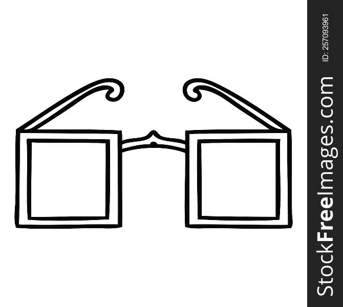 line drawing cartoon of a square glasses