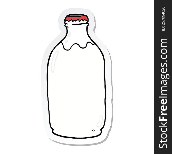 Sticker Of A Cartoon Milk Bottle