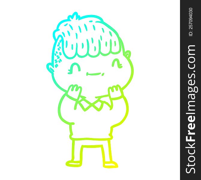 Cold Gradient Line Drawing Cartoon Friendly Boy